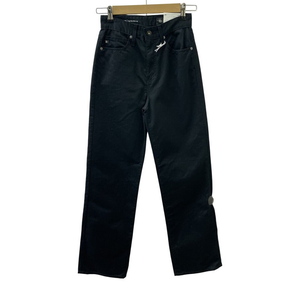 AG Adriano Goldschmied Kora High-Rise‎ Wide Leg Black Denim Jeans Women 24 NWT
